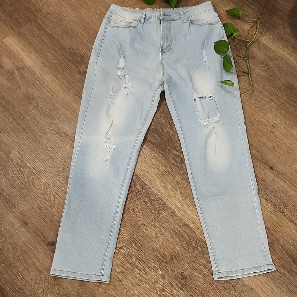 Light Blue Distressed Women Jeans
